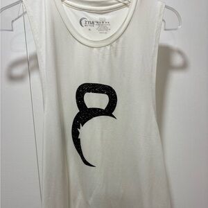 Zyia Active Womens Tank Size XL White Black High Neck Loose Athletic Gym Workout